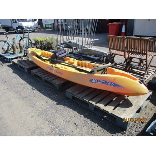 73 - An Ocean Kayak Malibu Two 2 person kayak complete with paddles