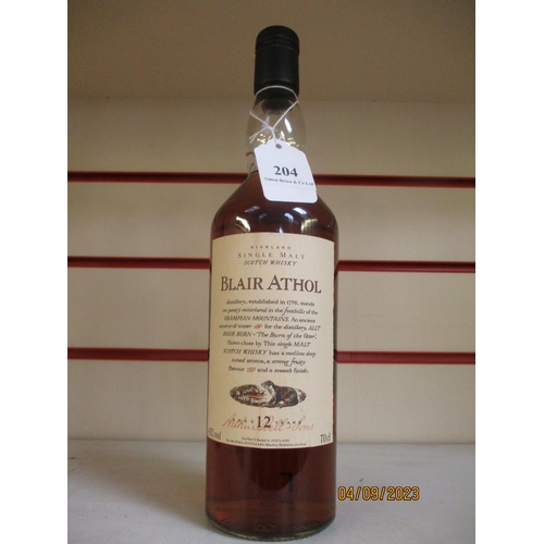 204 - A bottle of Blair Athol Highland Single Malt 12 year old Scotch whisky