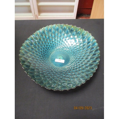 241 - An art glass bowl with gilded and peacock feather decoration