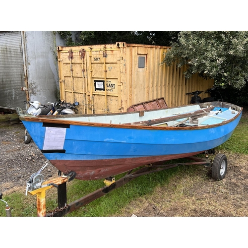 20 - A Drascombe Lugger 5.8 metre sailing boat 'Just Mary' complete with trailer - new wheels and wheel b... 