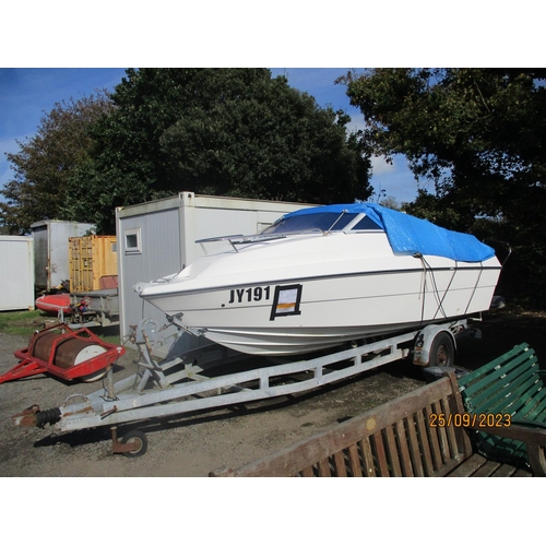 22 - A Fletcher 5.6 metre sports cruiser 'Black Max' JY191 complete with trailer - small crack to hull