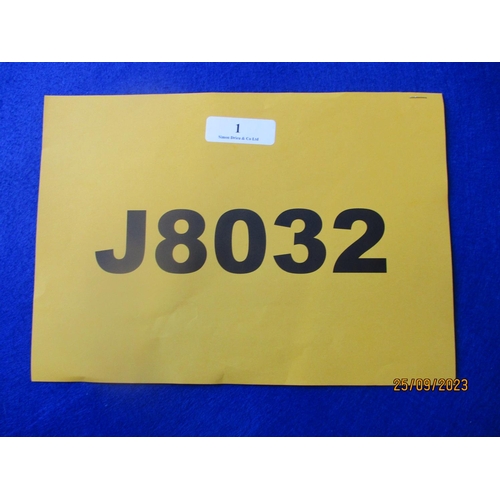 1 - J8032 - A four digit registration mark assigned to a vehicle of insignificant value