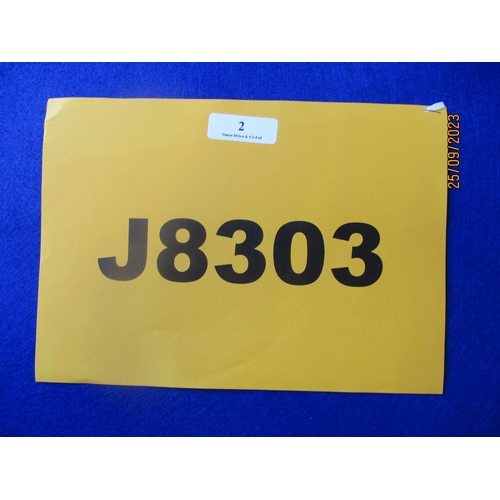 2 - J8303 - A four digit registration mark assigned to a vehicle of insignificant value