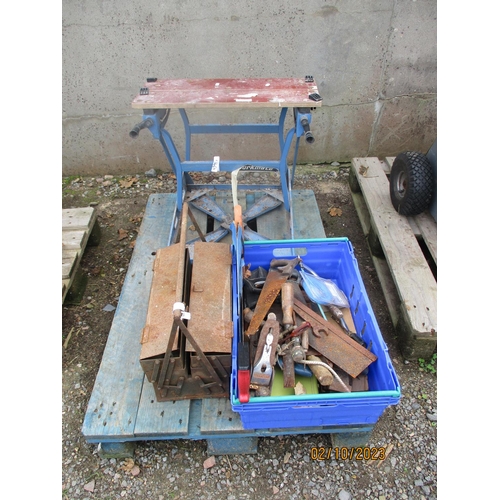 66 - A Black & Decker workmate, a cantilever tool box and an accumulation of tools