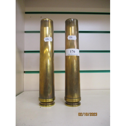 176 - A pair of vintage German flak ammunition shell cases