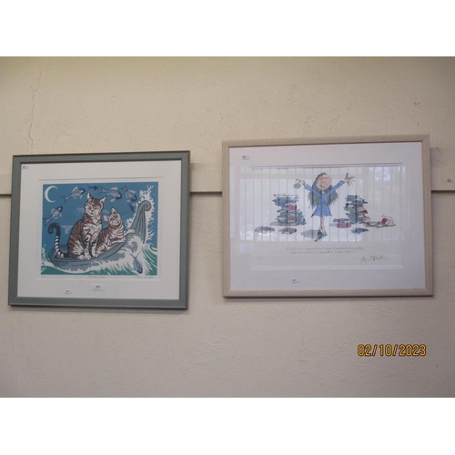 Two framed and signed limited edition prints by Quentin Blake and ...