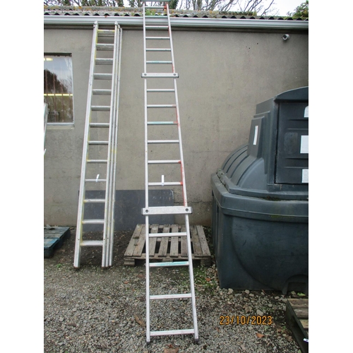 47 - An aluminium eighteen tread roof ladder