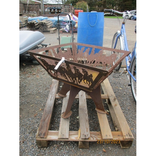 55 - A steel brazier with galloping horse decoration