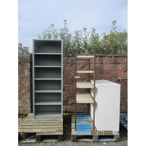 48 - Three metallic shelf units