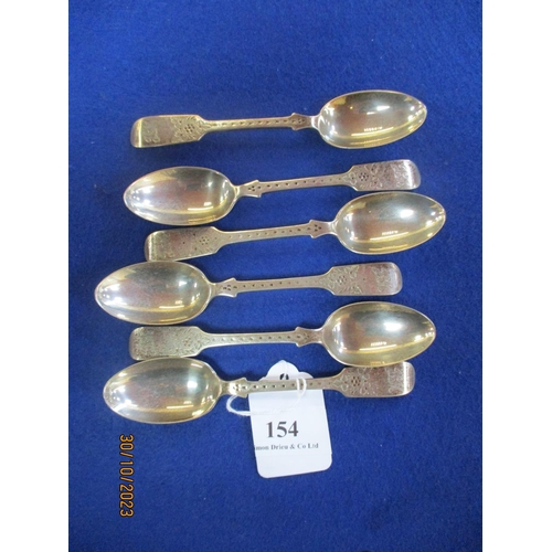 154 - A set of six silver bright cut teaspoons