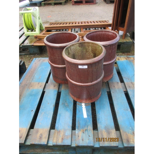 54 - A set of three vintage salt glazed chimney pots