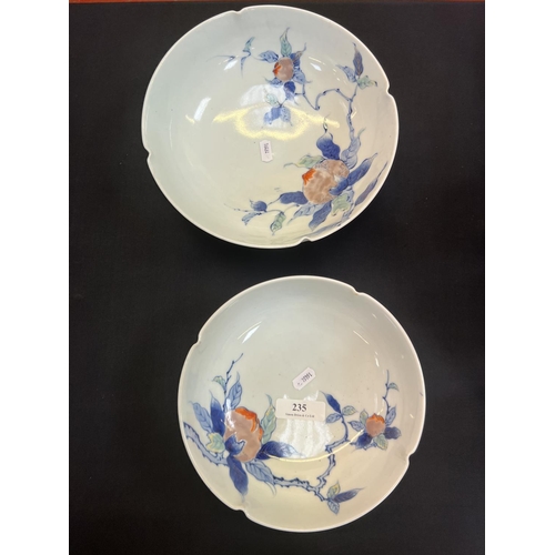 235 - A set of two oriental bowls decorated with pomegranate on a white ground