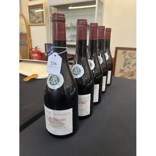 236 - Five bottles of 1994 Domaine de Valmoissine Pinot Noir