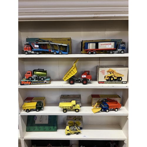 432 - A collection of mid century diecast models of commercial and industrial vehicles with original boxes