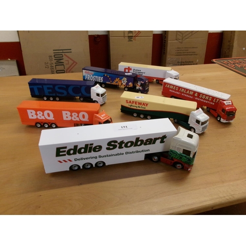 191 - A collection of seven diecast model tractor units and trailers