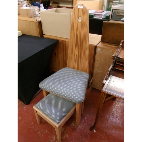 238 - A contemporary pitch pine chair and stool