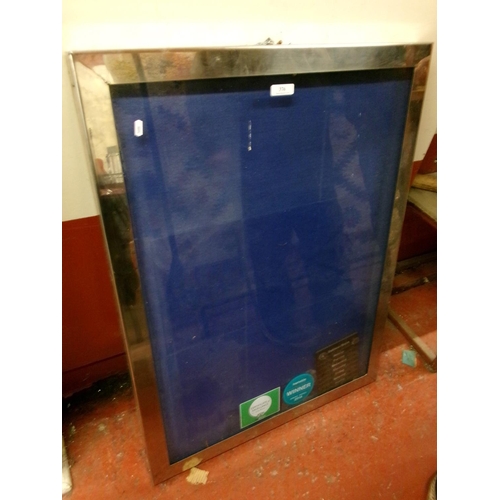 376 - A glazed stainless steel notice board