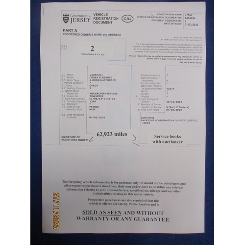 2 - J7467 - A four digit registration mark assigned to a 2002 Vauxhall Corsa Elegance five door hatchbac... 