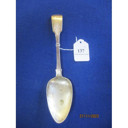 137 - A Jersey silver serving spoon by Charles William Quesnel