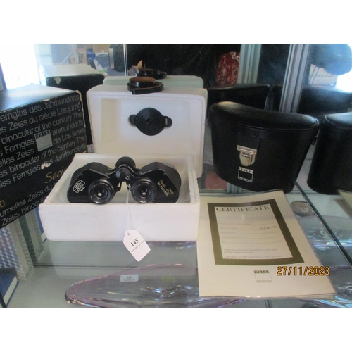 145 - A pair of Karl Zeiss 10x50 Silver Jubilee Edition binoculars numbered 520/1000 (boxed and unused)