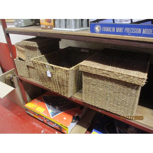 417 - Assorted rattan storage boxes and trays