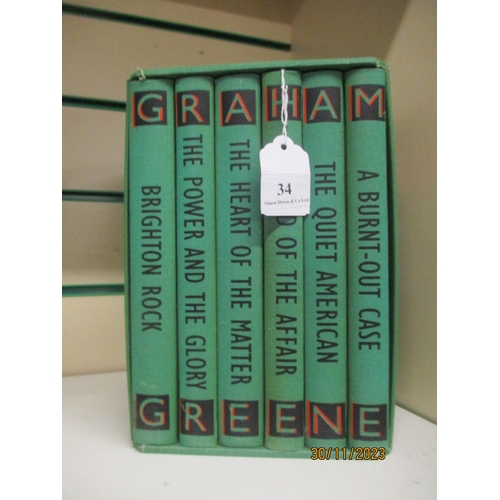 34 - The Great Novels by Graham Greene, Folio Society six volume set in original green slipcase, publishe... 