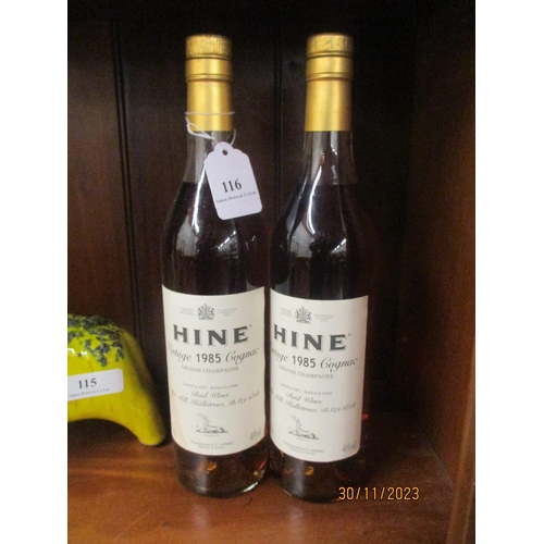 116 - Two bottles of Hine Grande Champagne 1985 Vintage Cognac