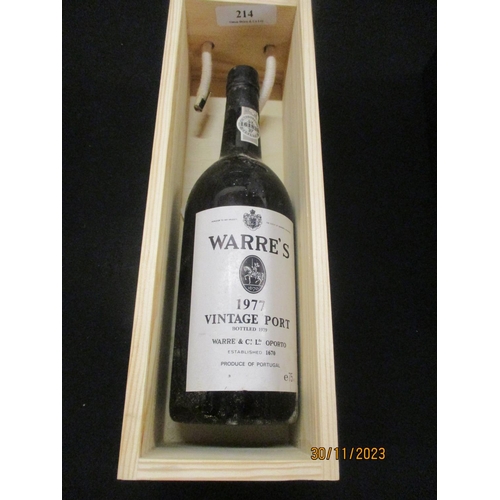 214 - A bottle of 1977 Warre's Vintage Port