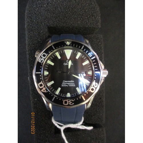 73 - An Omega Seamaster 41mm wrist watch in travel case