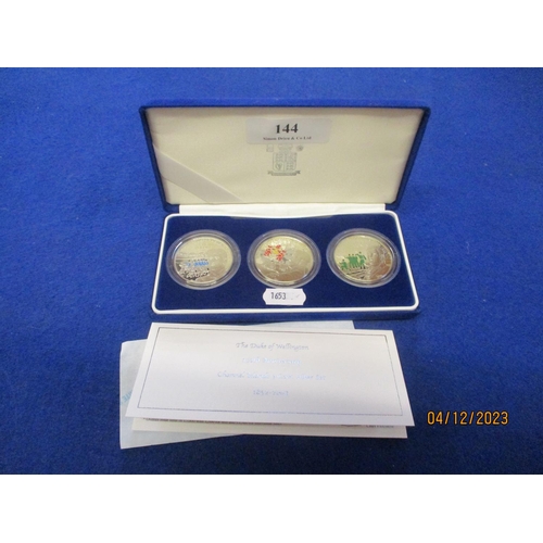 144 - The Duke of Wellington 150th Anniversary Channel Islands three silver coin set