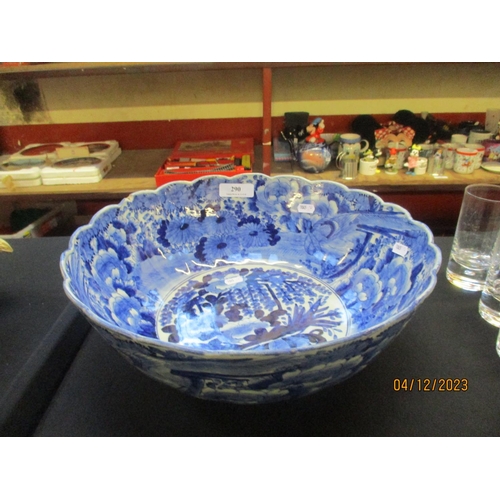 290 - A blue and white fruit bowl of large proportion with oriental designs