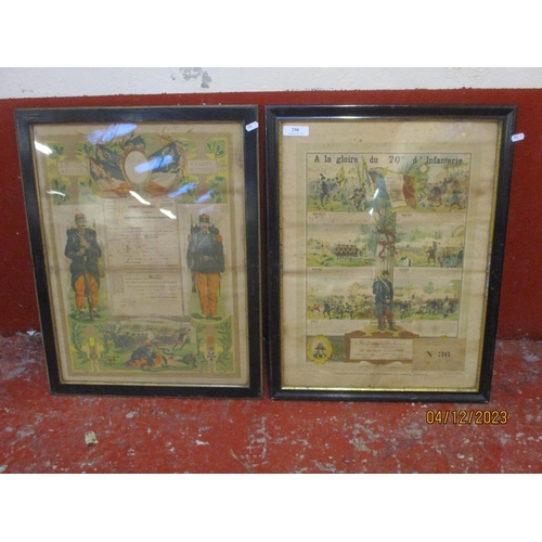 298 - Two framed French military certificates