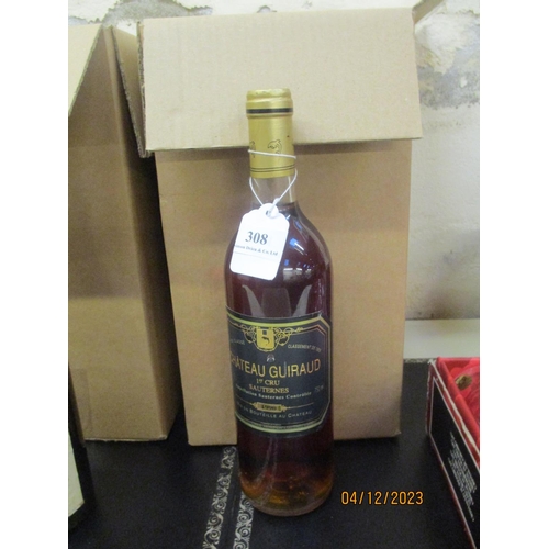 308 - Six bottles of 1990 Chateau Guiraud Premier Cru Sauterne