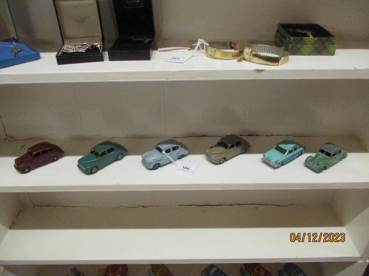 Six mid century diecast model cars