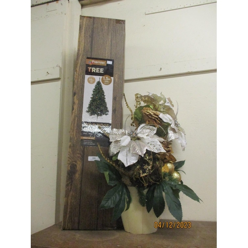 395 - A Premier 1.5m Golden Ridge Pine artificial Christmas tree together with a Christmas display of arti... 