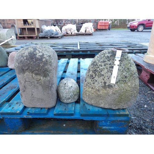 44 - Three Jersey granite corn weights