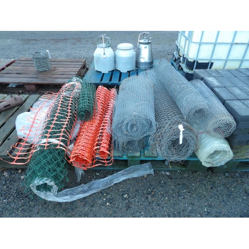 55 - An assortment of chain link galvanised mesh and other fencing