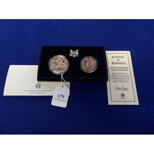 179 - A 1991-1995 World War II 50th Anniversary Commemorative two coin uncirculated set