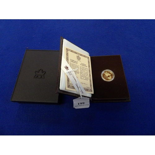 199 - A Royal Canadian Mint Canada $100 gold coin dated 1990 with certification