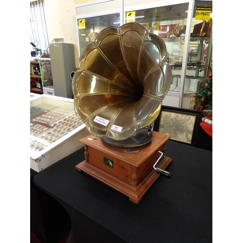 261 - A His Master's Voice gramophone with brass horn in good working order