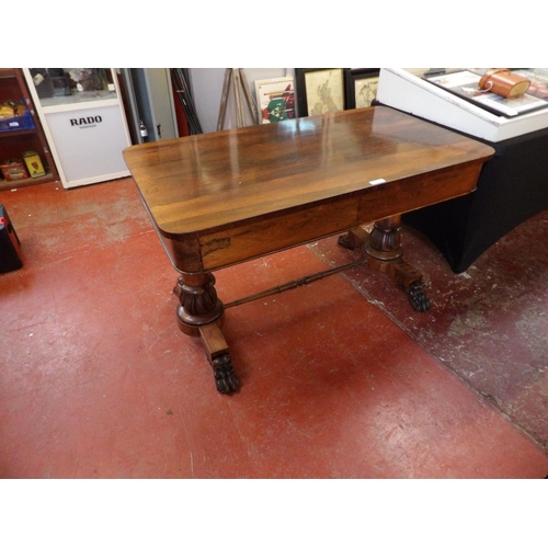 265 - A nineteenth century rosewood twin pedestal library table fitted two concealed drawers, the left han... 