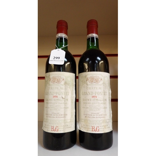 299 - Two bottles of 1974 Chateau Grand-Pontet Saint-Emilion Grand Cru Classe