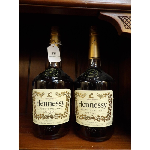 321 - Two 1L bottles of Hennesy Very Special Cognac