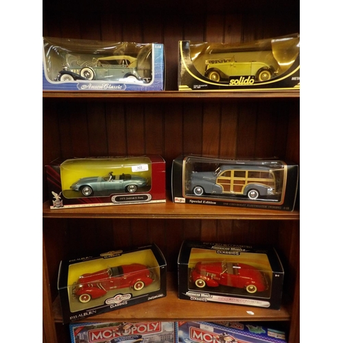 322 - Six 1/18th scale diecast model vehicles in original boxes