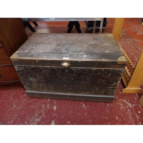 324 - A nineteenth century brass bound over painted pine chest