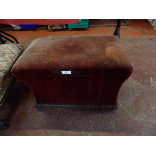 346 - A nineteenth century end of bed ottoman stool upholstered in red coloured fabric