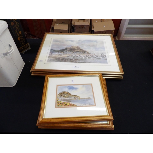 353 - Two sets of framed prints pertaining to various views of Jersey