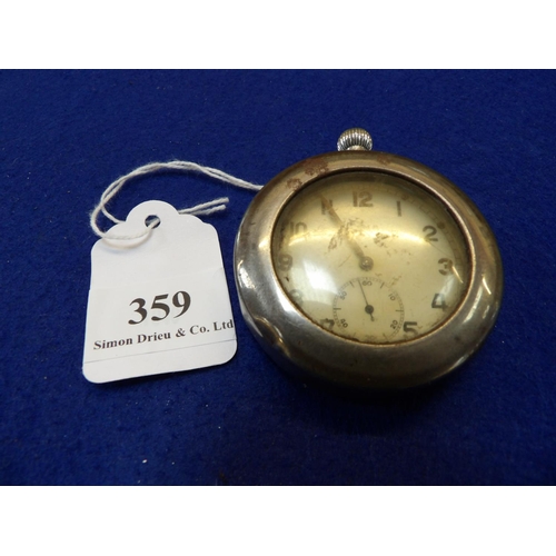 359 - A military issue Syma pocket watch complete with outer casing and broad arrow insignia to verso