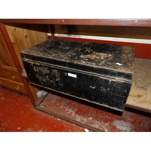 398 - A vintage metal deed chest