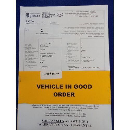 2 - J7145 - A four digit registration mark assigned to a 2001 Mercedes-Benz SLK230 Kompressor convertibl... 